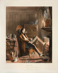 Célibataire, litho par Thomas Fairland, publié par Ackermann et Co., 1840